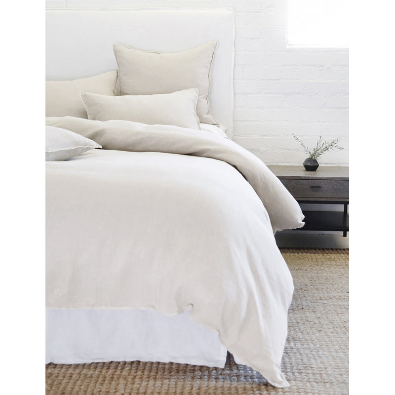Taupe Standard Stonewashed Linen Sham with Frayed Edges