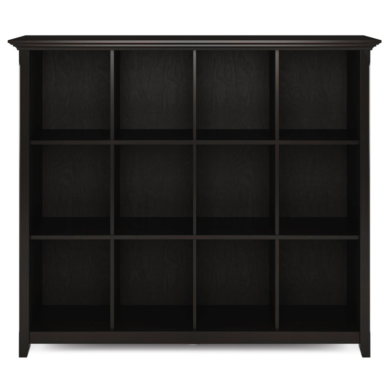 Amherst 48"H Solid Wood Transitional 12-Cube Bookcase with Fixed Shelves and Tapered Legs