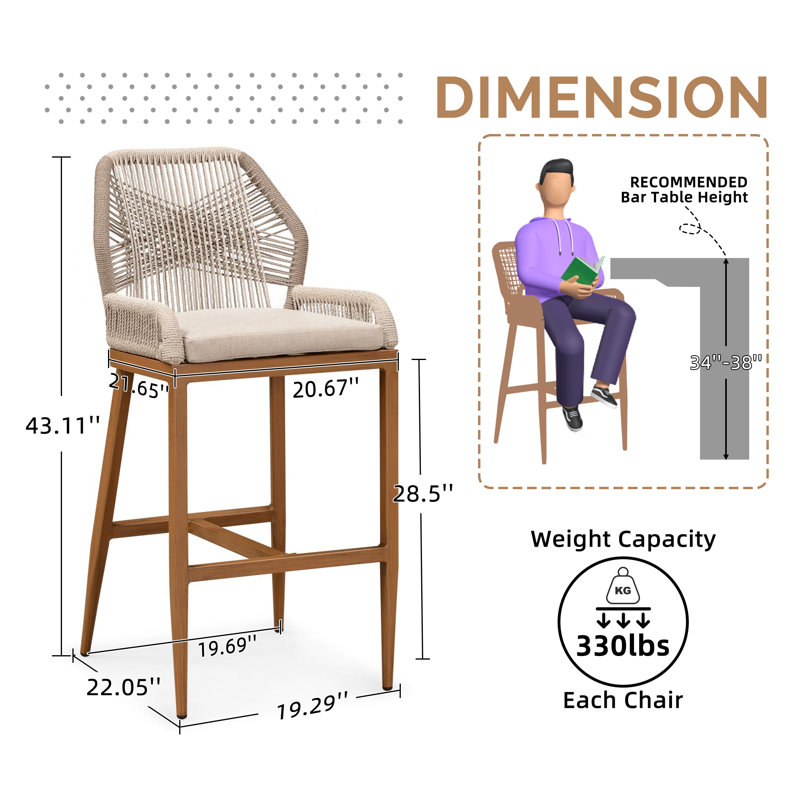Tabouret de bar avec coussin Henno