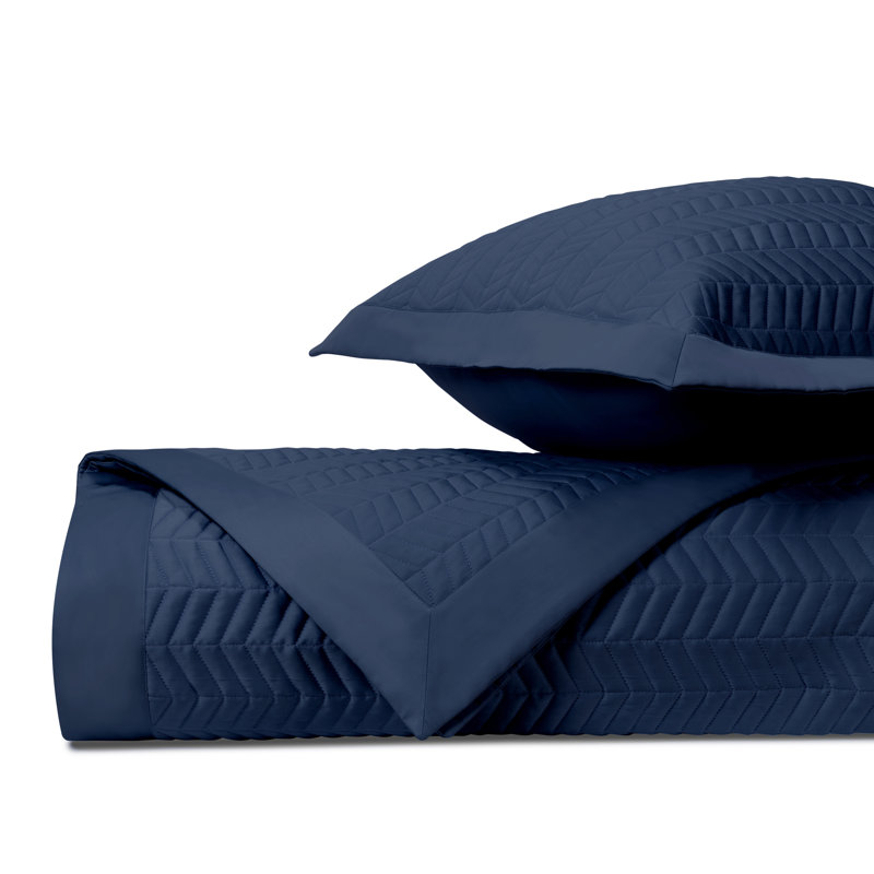 Chester Quilted Sateen Coverlet Set, California King Coverlet + 3 Standard Shams, Navy