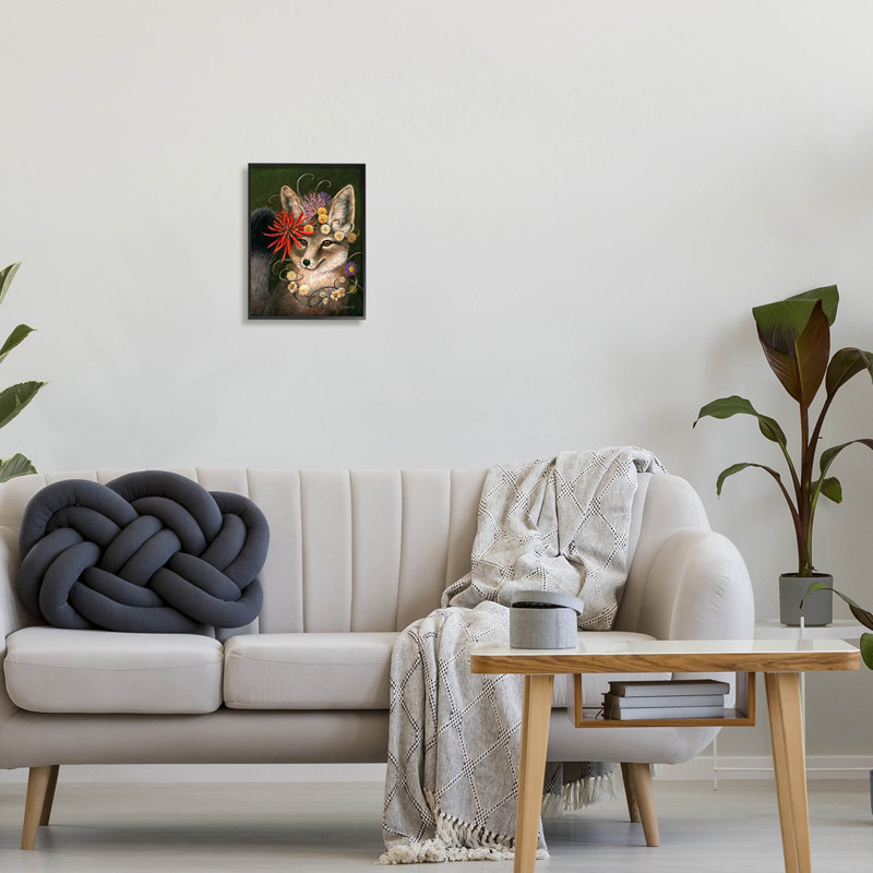 «Botanical Fox Flowers», art mural texturé par Carolyn Schmitz, H 14 po x l 11 po x P 1,5 po, Giclée encadrée noir minuit