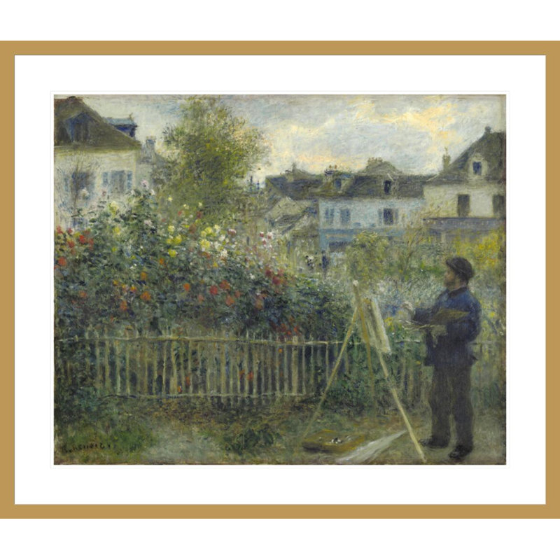 «Monet, peinture dans son jardin à Argenteuil» par Pierre-Auguste Renoir, impression giclée encadrée, H 33,5 po x l 39,25 po