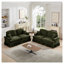 Ensemble de canapé modulaire classique en chenille 2 pièces avec jupes à volants amovibles et accoudoirs évasés - Mobilier de salon vert