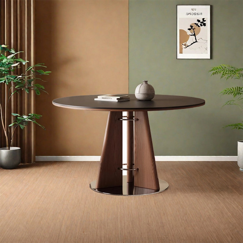 Retro round dining table, 29.52"H x 51.18"L x 51.18"W