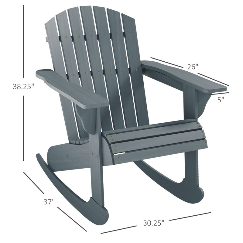 Chaise avec chaise berçante extérieure en bois Outsunny Adirondack