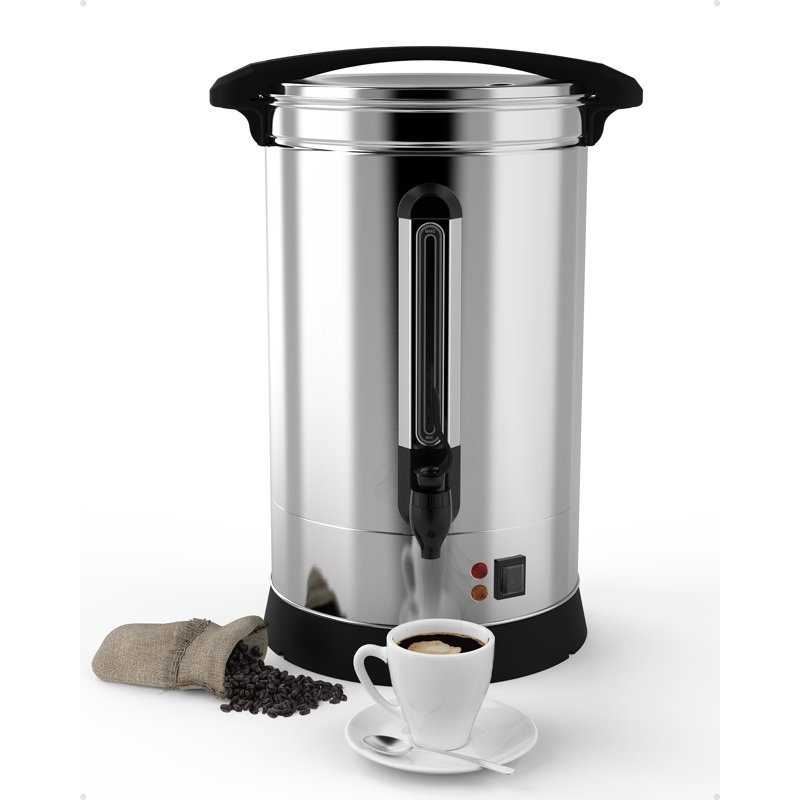 Fast Brew & Auto Keep-Warm Commercial Coffee Urn - 120 Cup (18L) Stainless Steel Electric Coffee Maker with Dripless Faucet, Large Capacity Beverage Dispenser - For Catering, Office, Events, Parties