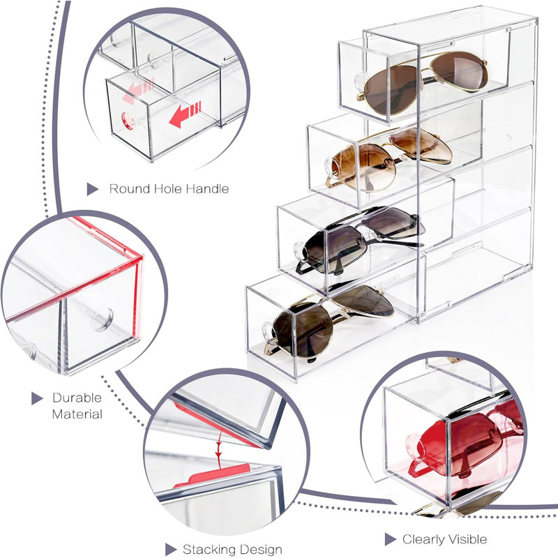 Rangement de bureau 4 tiroirs transparent