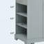 Îlot de cuisine cannelé avec armoire de rangement pour poubelle, prise de courant, support de rangement interne, îlots de cuisine roulants sur 5 roues avec 3 tiroirs, 3 supports latéraux ouverts pour poubelle de 10 gallons, gris-bleu-129123375
