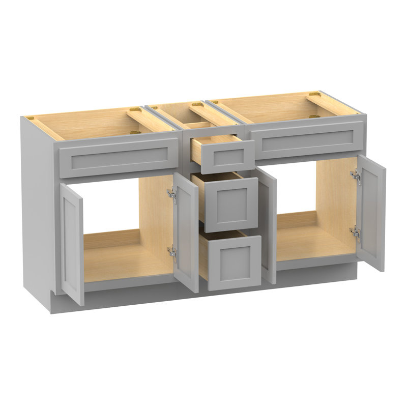 60'' Double Bathroom Vanity Base Only, Gray
