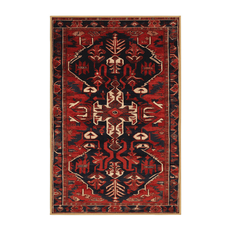 Machine Washable Persian Brown Area Rug, Rectangle 5' x 8'