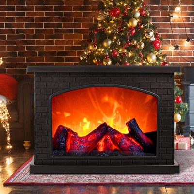 Electric Fireplace Lantern with Realistic LED Flame Effect, USB Battery Powered