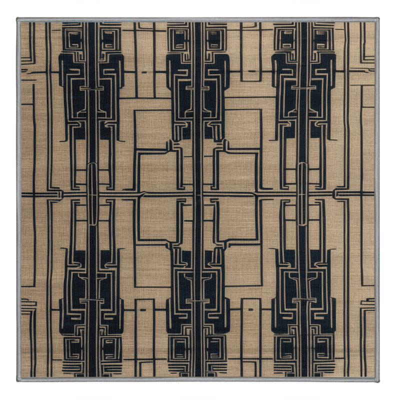 Tapis gris art déco lavable à la machine, Carré 4 pi