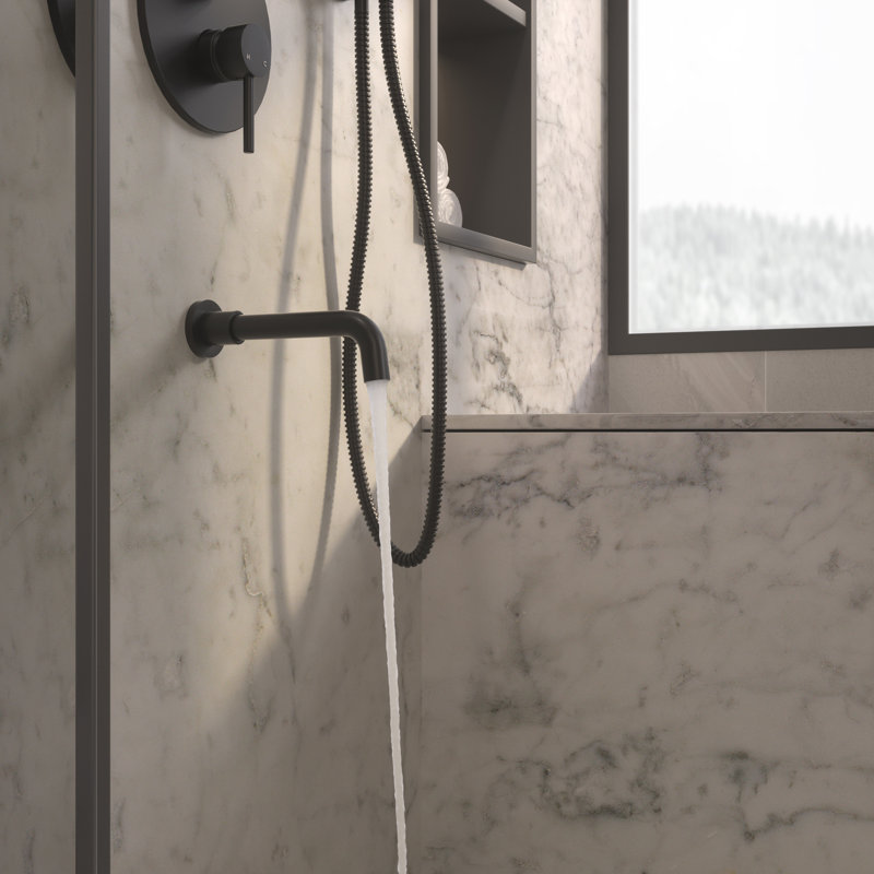 Système de douche complet à double fonction Calder avec valve brute, Noir mat