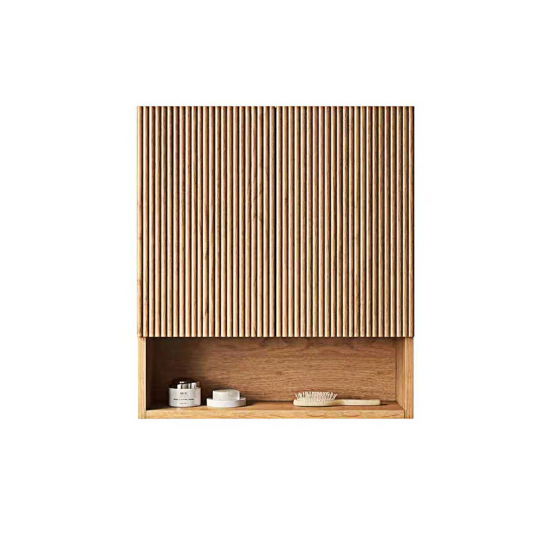 Armoire de salle de bain murale à rayures, Bois naturel