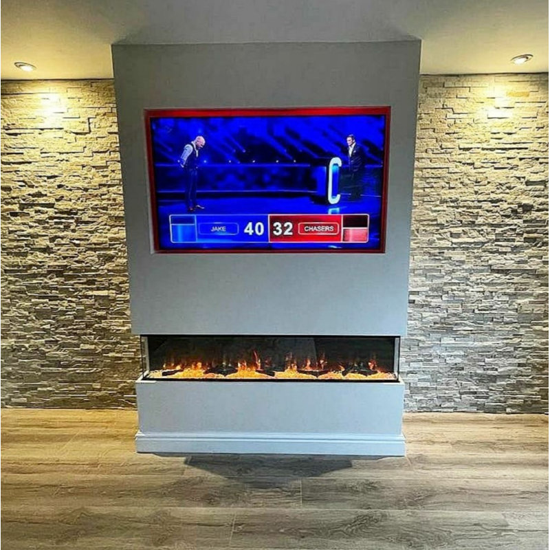 Jessica-Taylor 17 Stories Silver Electric Fireplace Insert, 18.9" H x 72" W x 7.9" D