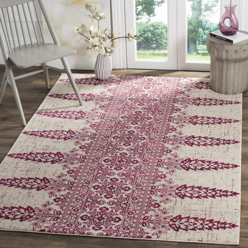 Tapis ivoire / fuchsia Annette, Rectangle 4 pi x 6 pi