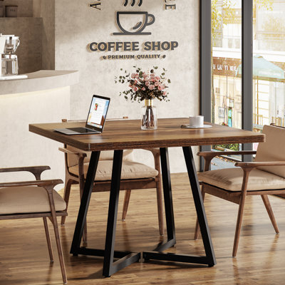 Square Dining Table, 31.5" Industrial Dinner Table