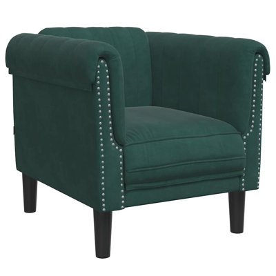  Sofa Chair Dark Green Velvet (100% Polyester), Plywood, Solid Wood