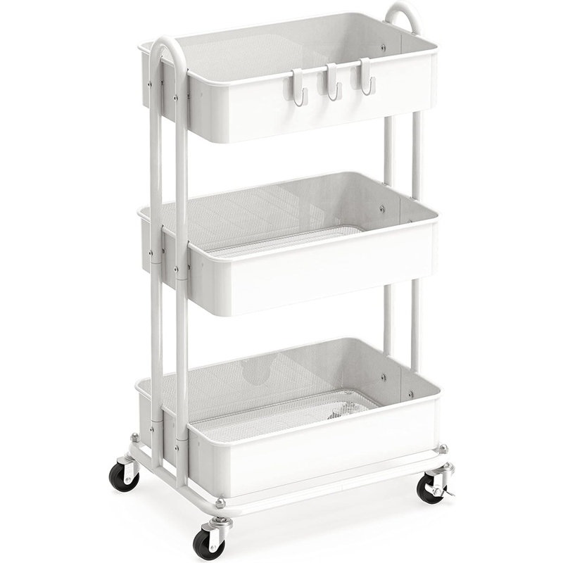 Simple Houseware 3-Tier Heavy Duty Metal Utility Rolling Cart, W...
