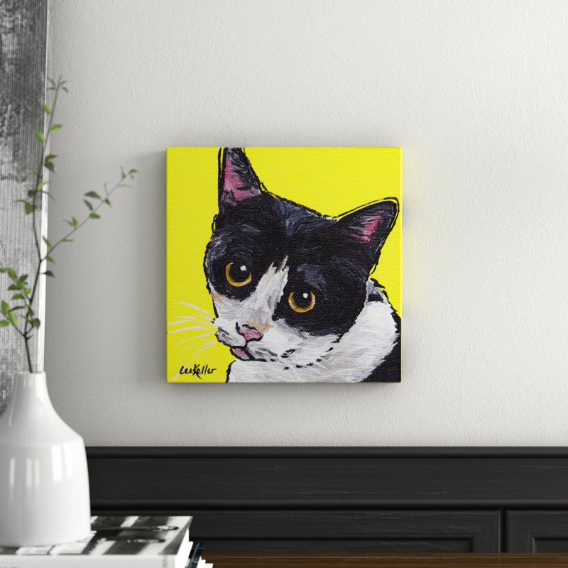 Cat Tuxedo by Lee Keller - Wrapped Canvas Painting, 30cm H x 30cm W x 3.81cm D