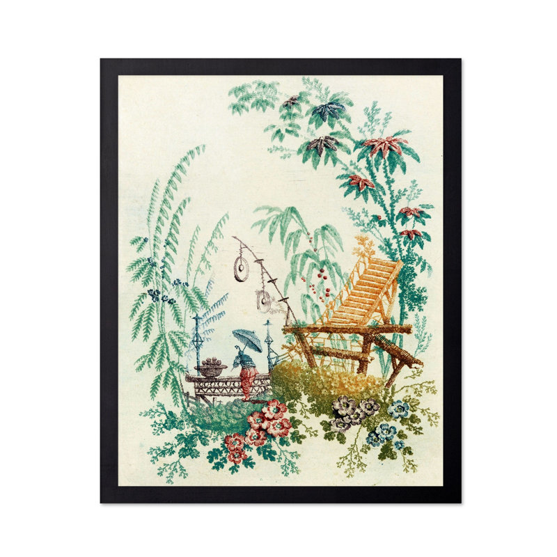 Pont chinois, Cadre noir, Affiche, H 24 po x l 32 po