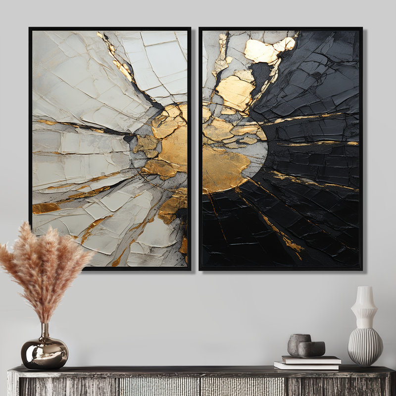 Beige noir minimalisme poteries - spirales abstraites, art mural, Impression encadrée flottante sans passe-partout, Noir