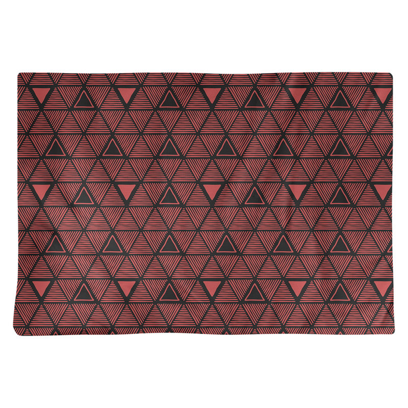 Napperon de 18 po en coton dessiné à la main triangle, Rouge/noir, polyester
