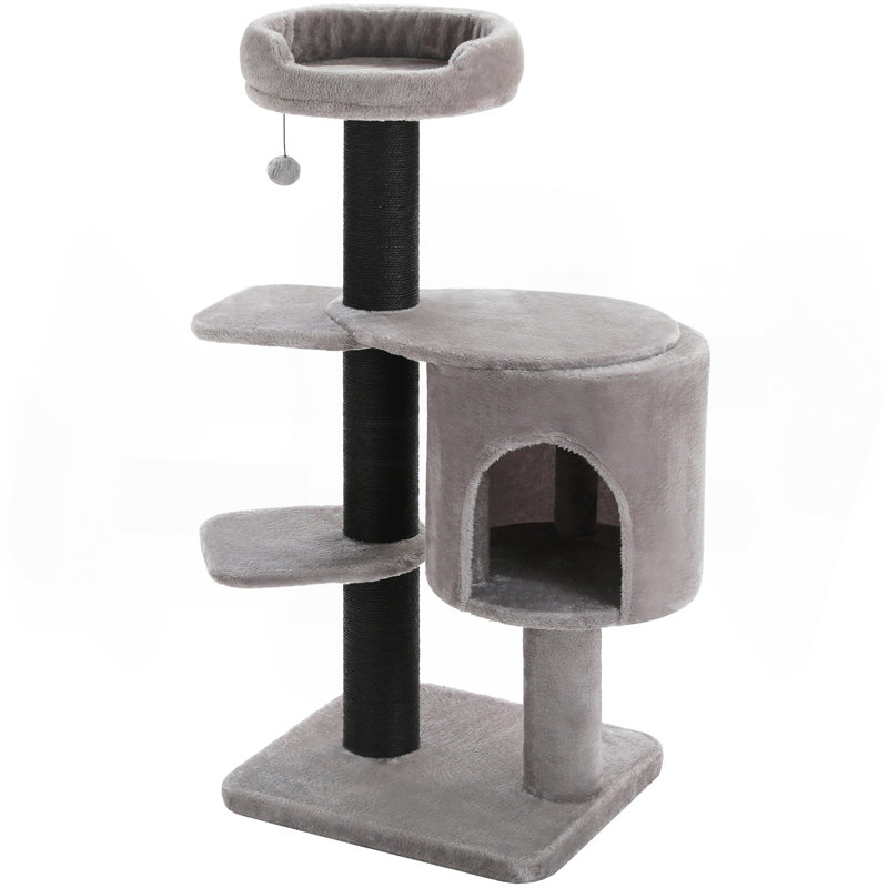 Arbre à chat de 48 pouces pour grands chats d'intérieur, poteau à griffer épais, grande tour à griffer pour chat, Gris
