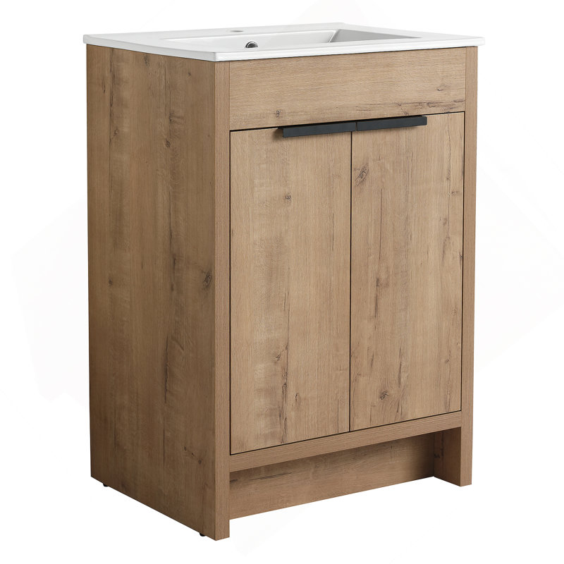 Meuble-lavabo autoportant 24 po 2 portes à fermeture en douceur ((KD-PACKING), meuble-lavabo sans comptoir