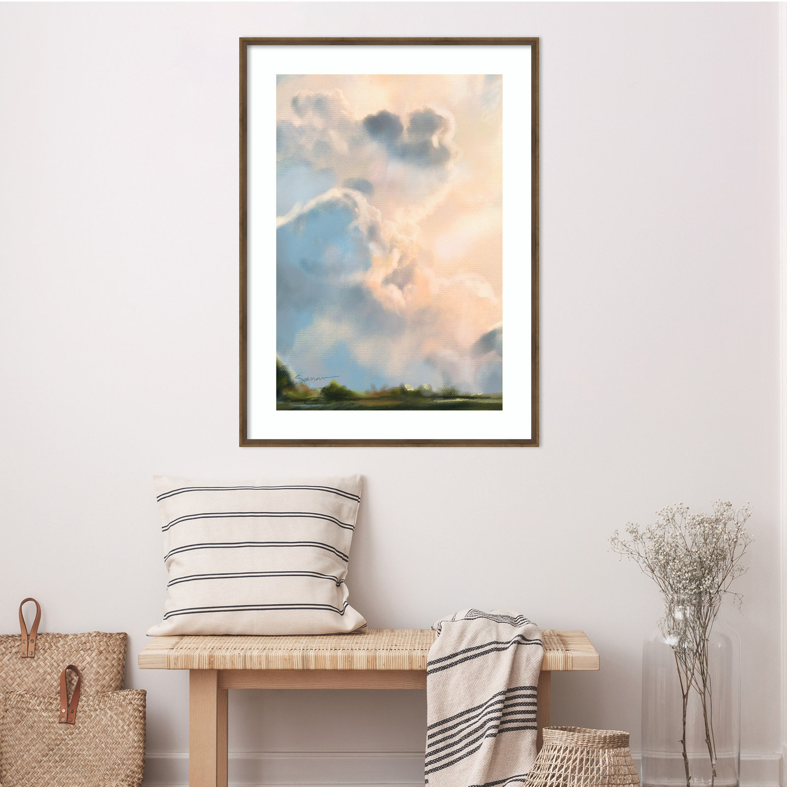 Miraval "Cloud I" Print by Mary Sparrow, 30" W x 41" H x 2" D, Bronze Framed