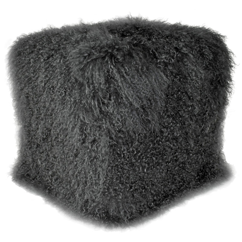 Tibetan Square Pouf, Charcoal 