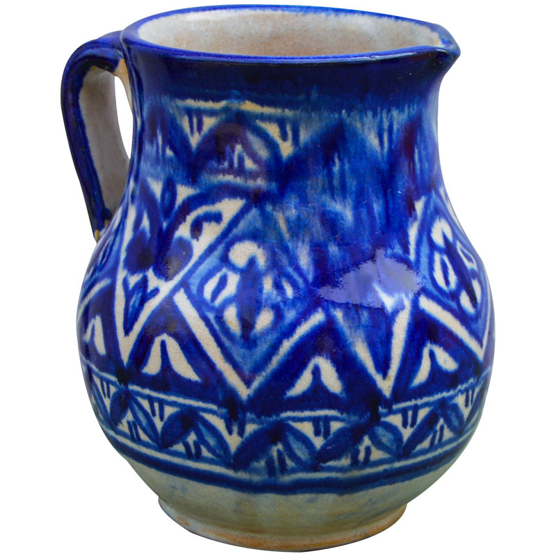 Vase de table en céramique d’intérieur/d’extérieur bleu/blanc 6 po