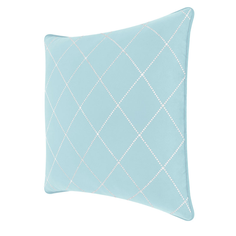 Coussins décoratifs Sparkles Home Atlas | Motif de plumes et de treillis | Facile d'entretien, Velours bleu pacifique