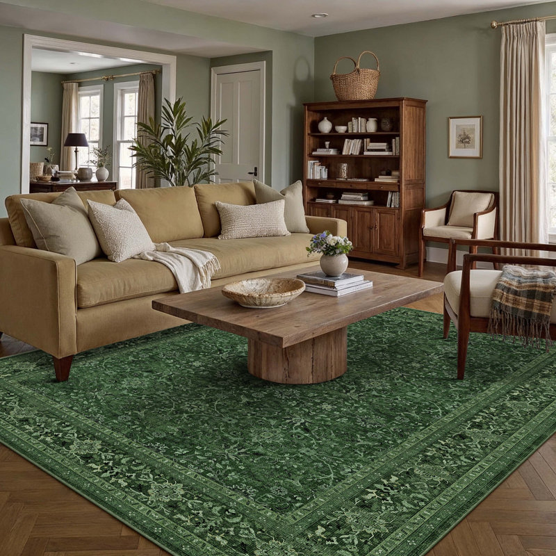 Isla Vintage Oriental Machine Washable Area Rugs With Non-Slip Backing, Rectangle 6' x 9'