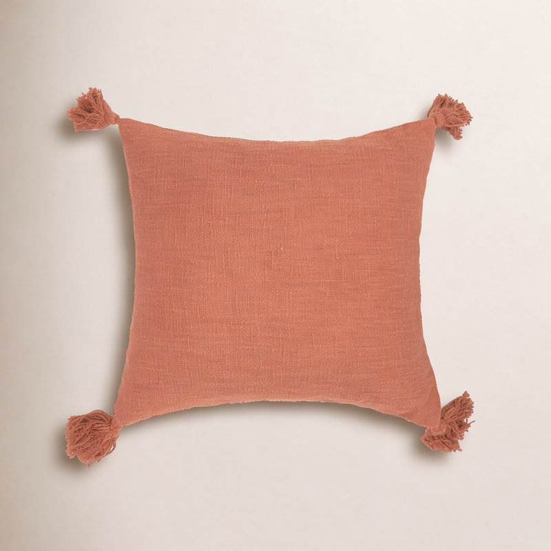 Aulene Tasseled Throw Pillow, Rust