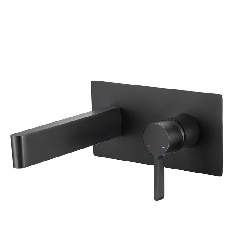 Matte Black Solid Brass Wall Mount Single Handle Bathroom Faucet