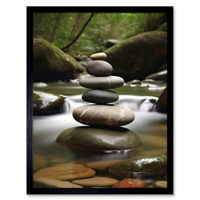 Meaker Zen Massage Stone Waterfall River Nature Beauty Salon - Single Picture Frame Print
