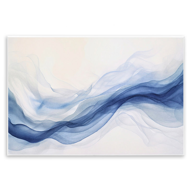 Plaque murale abstraite brume indigo, design par Andrea Haase, H 13 po x l 19 po