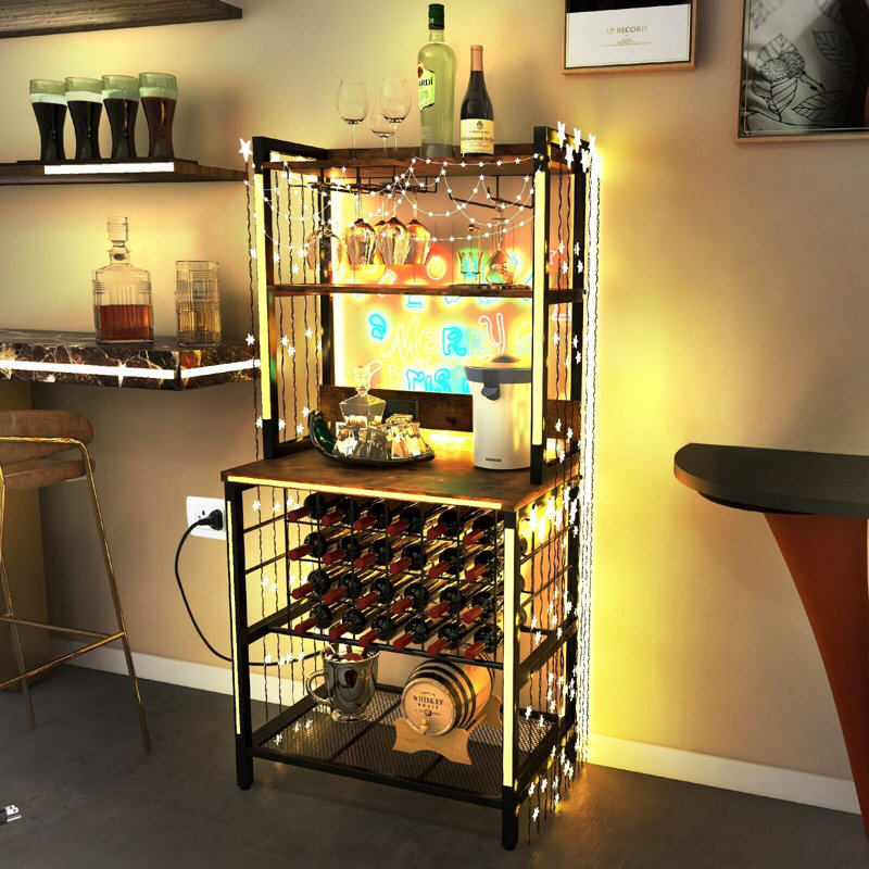 Ahshanti Floor Wine Bottle & Glass Rack