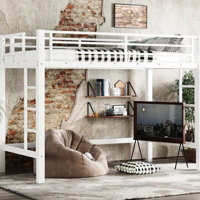 Lit mezzanine en métal blanc TG