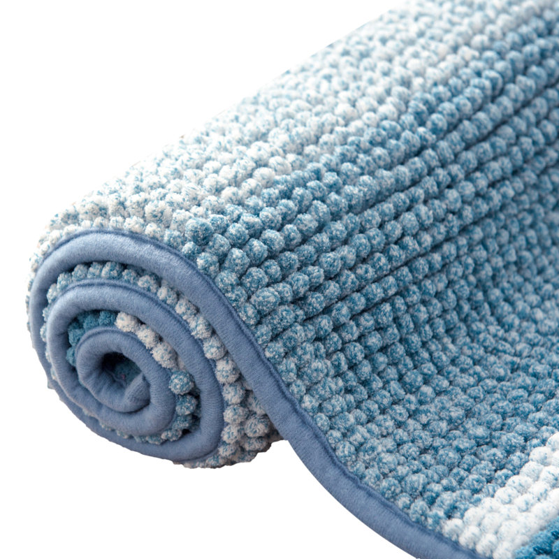 Tapis pour salle de bain en chenille doux et absorbant Roxboro, L 20 po x L 32 po, Bleu