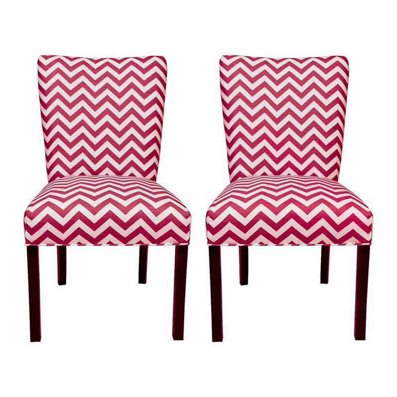 Chaise rembourrée Elbert, Rouge à lèvres Zig Zag / blanc
