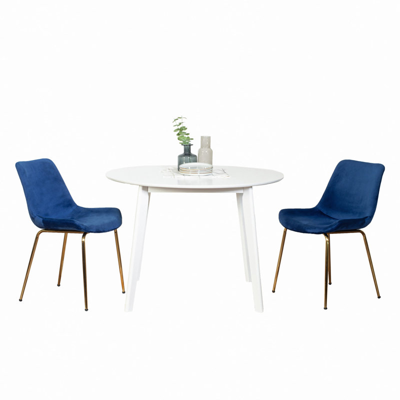 Aufurr Contemporary Dining Set, White Round Dining Table with Chairs,Round Table Top,dining table set,dining room set, Blue