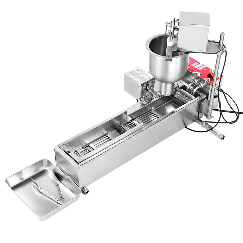 Machine à beignes commerciale commerciale, équipement de fabrication de beignes à une rangée, machine à beignets électrique haute puissance 90 pièces / heure, friteuse à friture automatique en acier inoxydable, avec moules de 3 tailles, comptage automatique