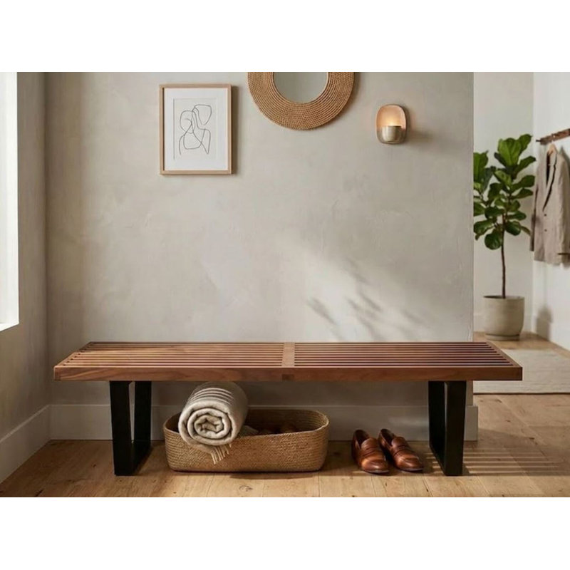 Banc en bois massif Milan, Noyer