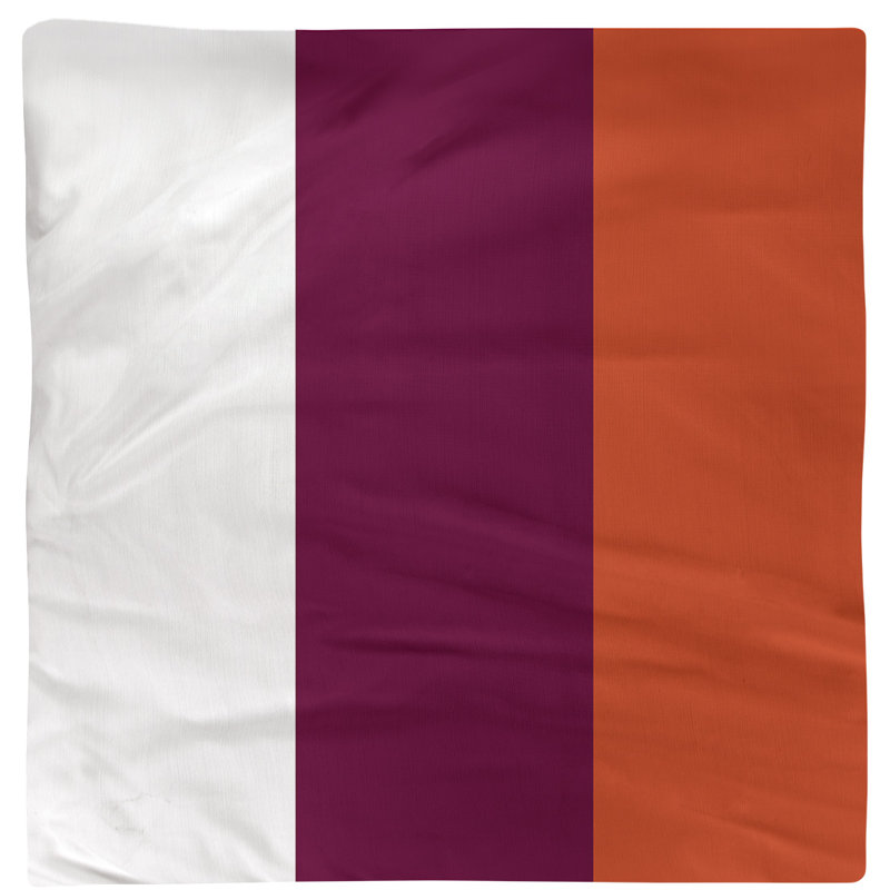 Striped Square Napkin, White/Maroon/Orange, Cotton Twill, 10" H x 10" W x 0.25" D