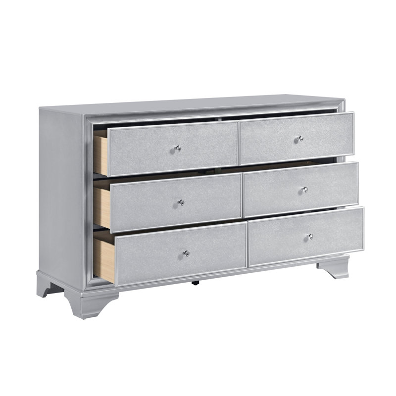 Commode de rangement à finition argentée Glam