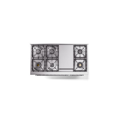 ILVE Nostalgie II, cuisinière à double combustible de 48 po, 8 brûleurs, plaque chauffante