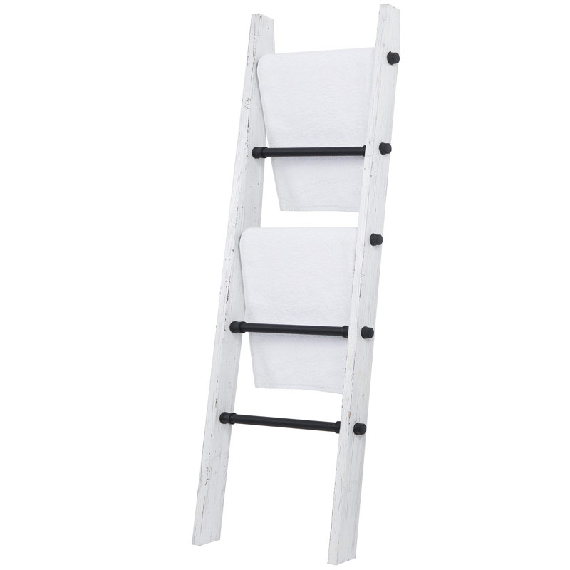 Wood Bathroom Quilt Rack Blanket Ladder