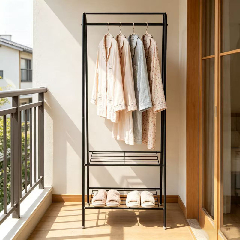60cm Freestanding Metal Clothes Rail with Bottom Rack